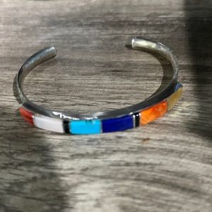 Cuff silver multistone